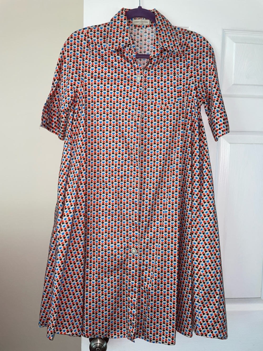 Roberto Collina Multicolor Geometric Midi Shirt Dress